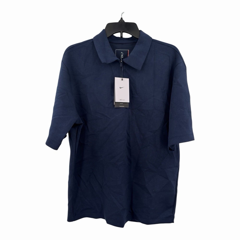 Nike 24.7 Dri-Fit ImpossiblySoft Navy Blue 1/4 Zip‎ Polo Shirt Mens S IF2908-010